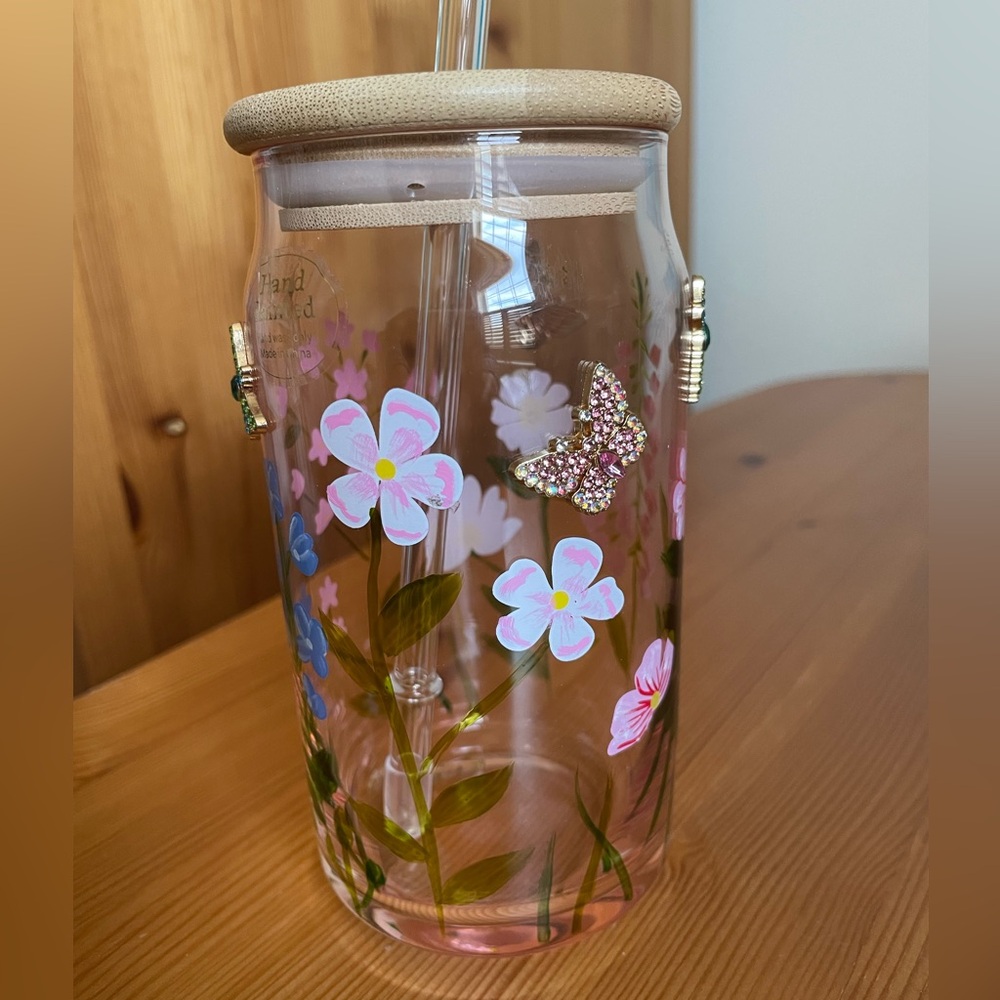 Glass Tumbler with Straw